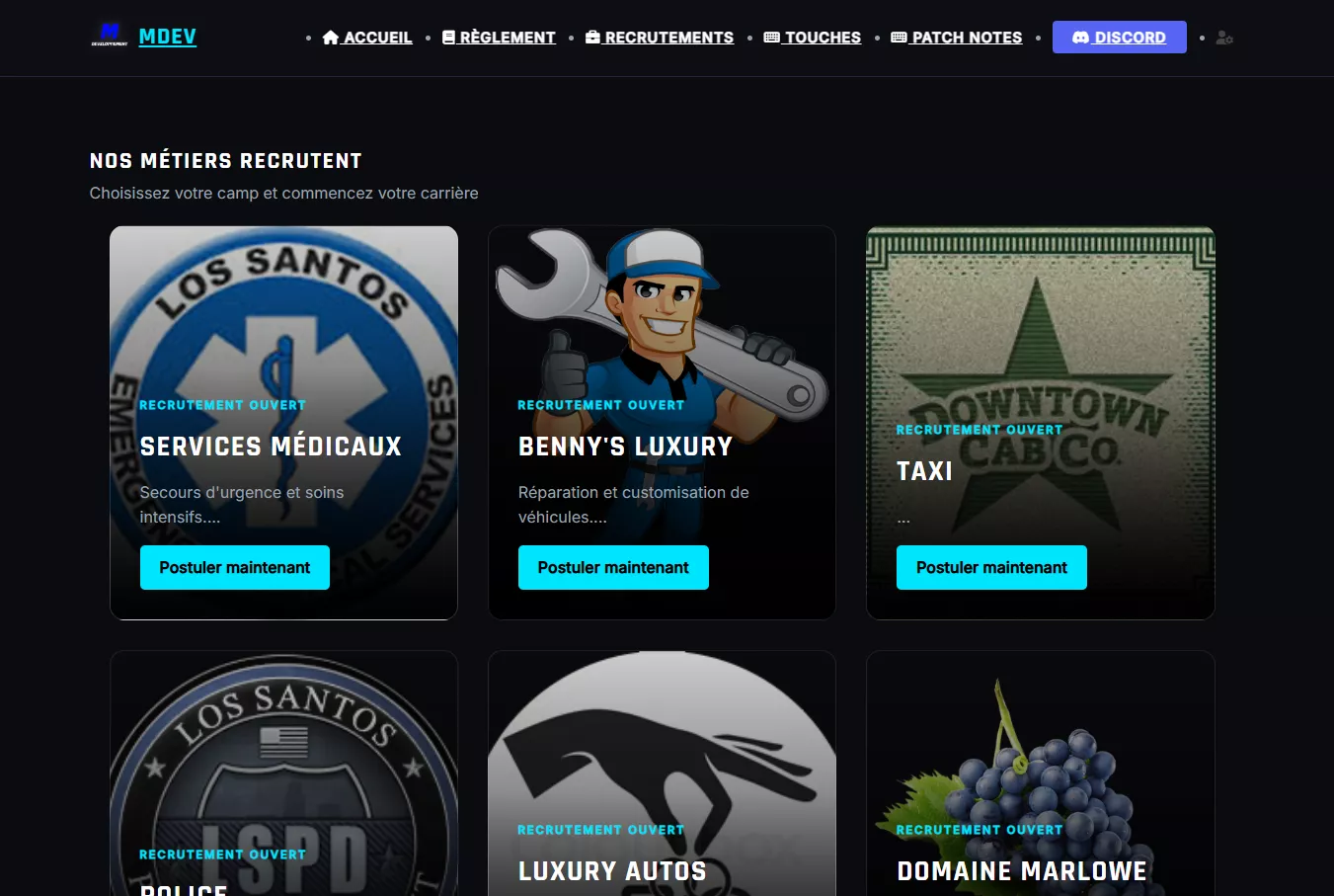 MDEV STUDIO | PORTAIL WEB FIVEM V1 